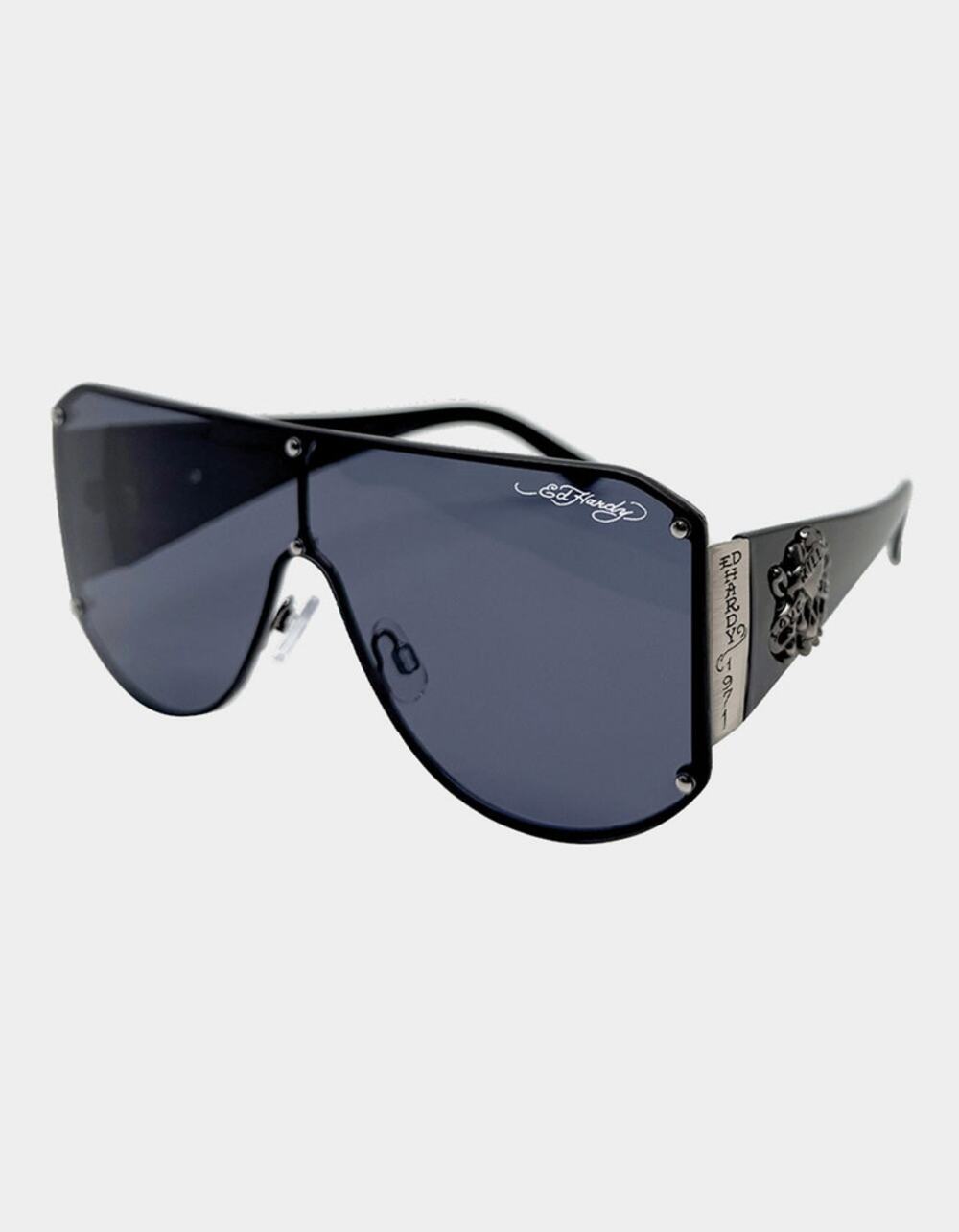 Ed Hardy Fatal Attraction Shield Sunglasses Skull Crossbones Y2K UV400 NEW